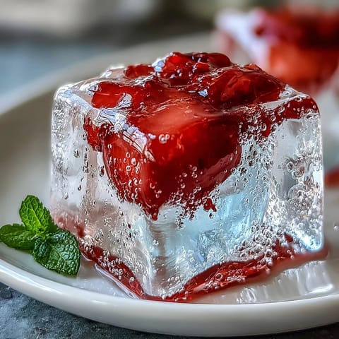 Delicate lychee agar jelly cubes floating in sparkling yuzu water, a refreshing Asian fusion dessert for summer.