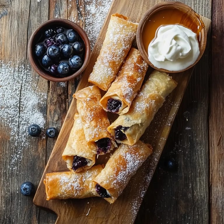 A wooden cutting board with a bowl of blueberries and a plate of pastries.