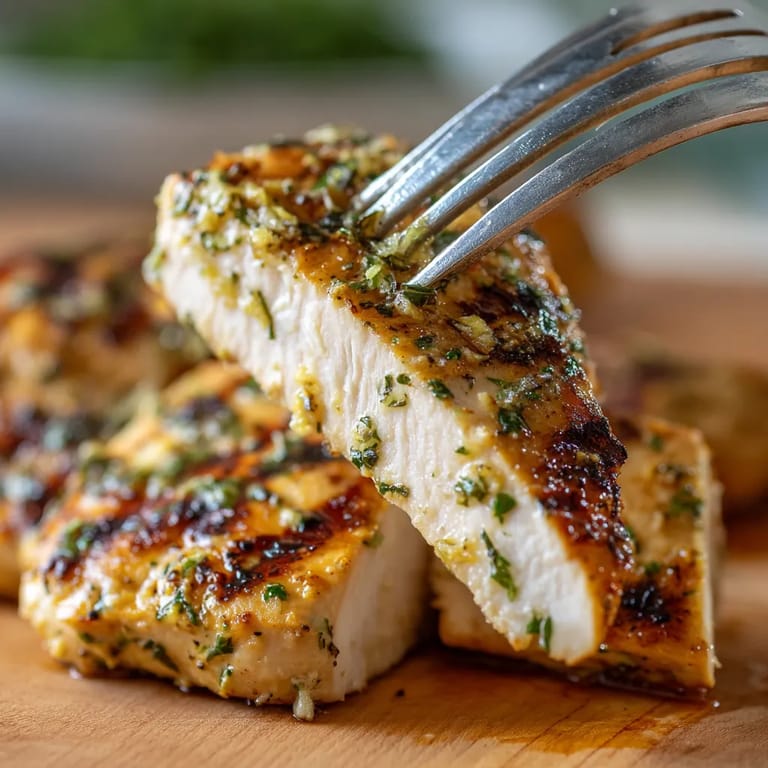 A fork is stuck in a piece of meat.