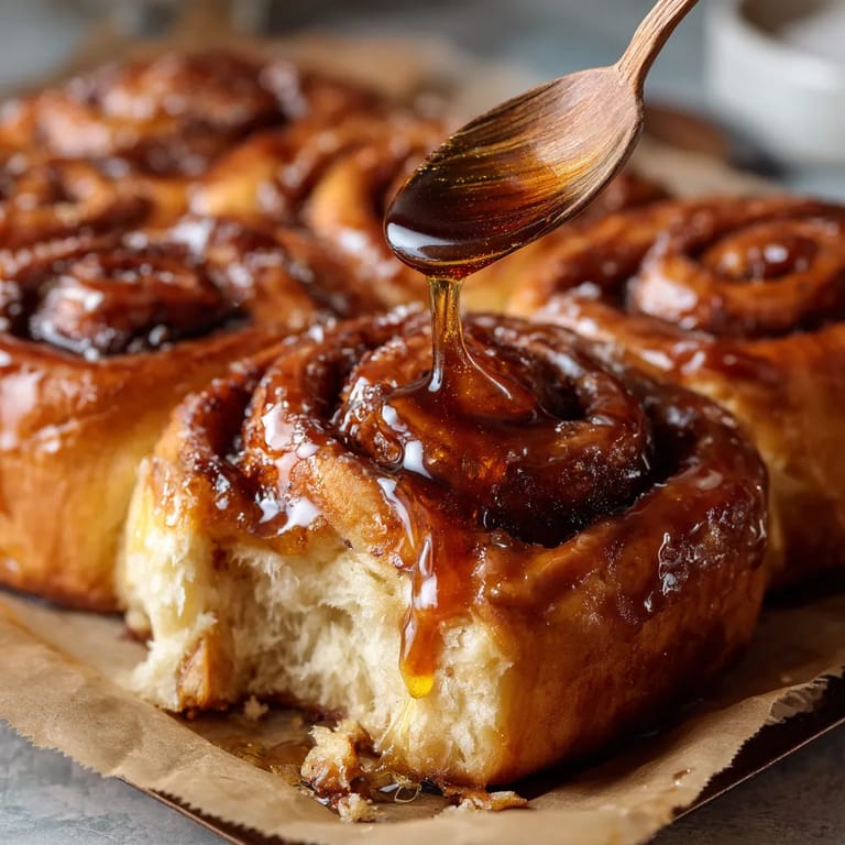 A spoonful of syrup on a roll.