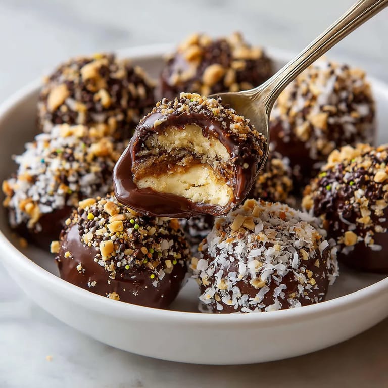 A bowl of chocolate covered balls.
