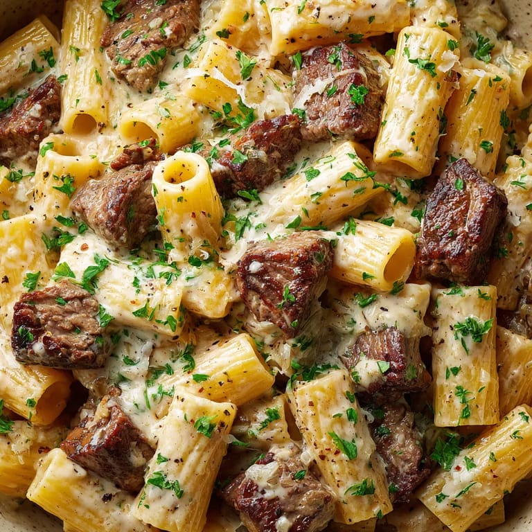 A bowl of pasta with meat and cheese.