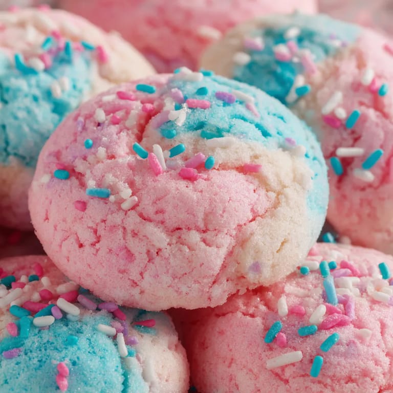 Pink and blue frosted cookies.