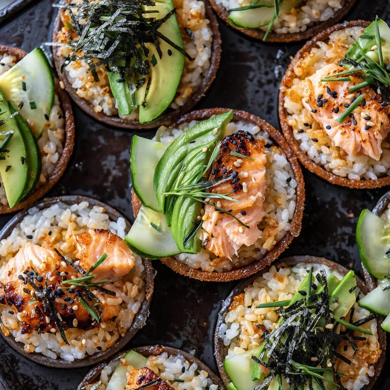 A plate of food with rice, fish, and vegetables.