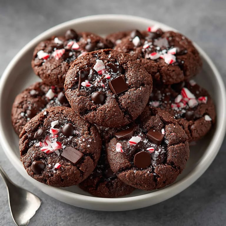 A plate of chocolate chip cookies with red and white sprinkles.