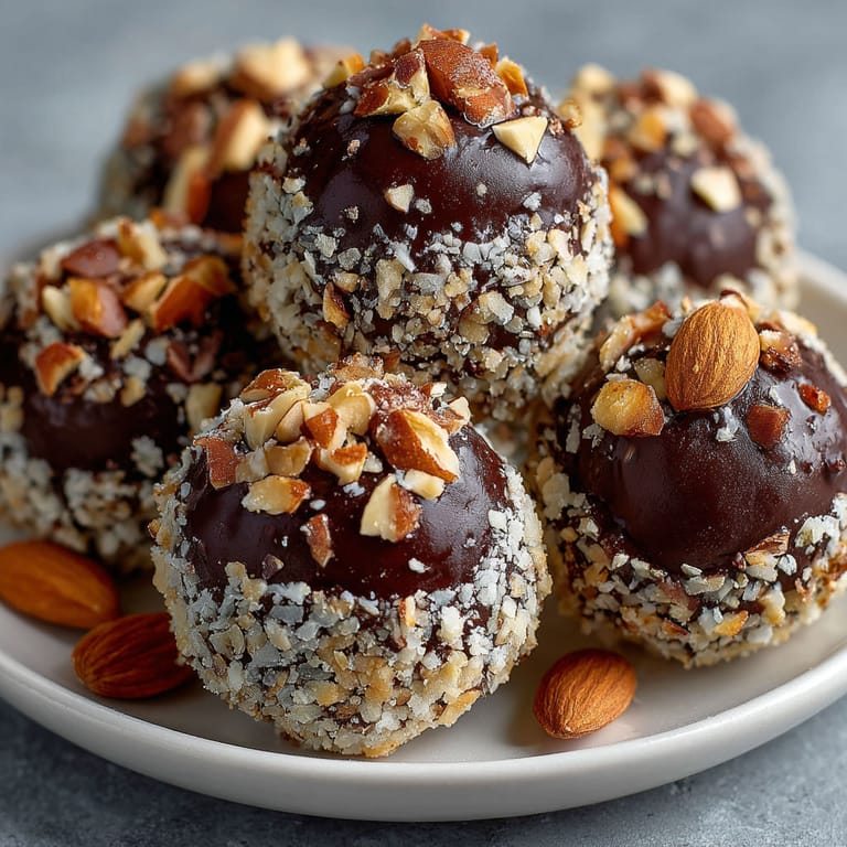 A plate of chocolate covered almonds.