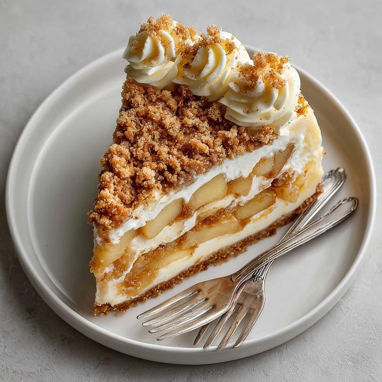 Cozy Chai-Spiced Apple Crisp Cheesecake cooling on a countertop, ready for autumn dessert gatherings.