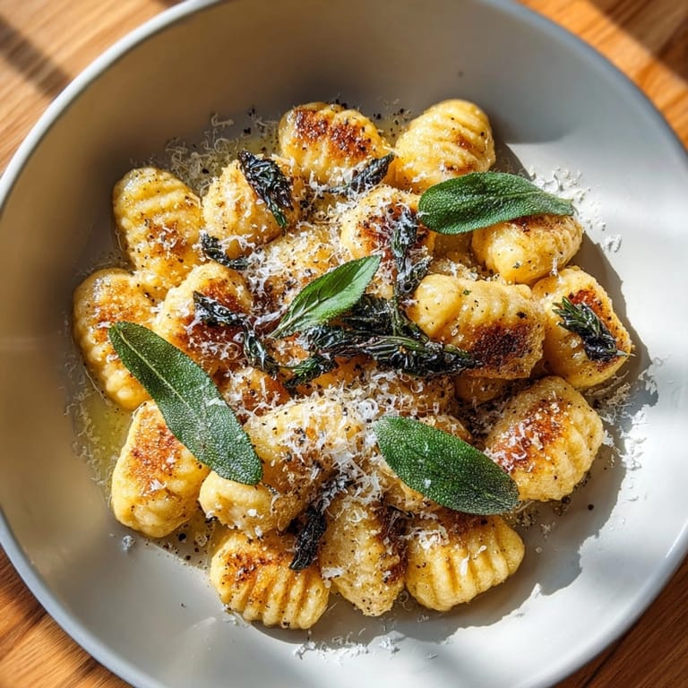 Close-up of sweet potato gnocchi with brown butter, ready to enjoy as a comforting main dish.