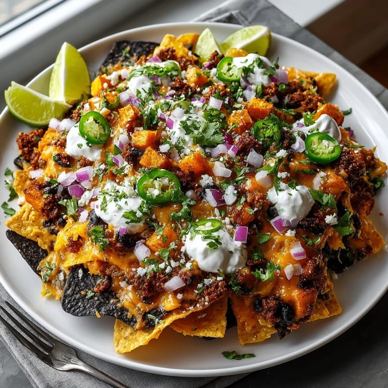 Oven-baked Midnight Nachos feature gooey melted cheese, tangy toppings, and a spicy kick.