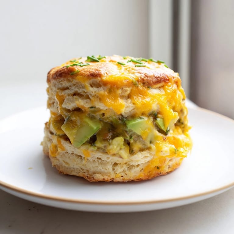 Homemade Avocado Cheddar Breakfast Biscuits: Buttery layers with creamy, cheesy, herby goodness.