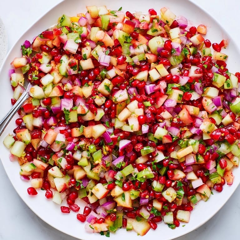 Brightly colored Pear and Cranberry Jalape&amp;ntilde;o Salsa: imagine the aroma of lime and chopped herbs.