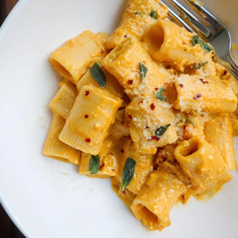Velvety Whipped Ricotta Pumpkin Pasta served warm, ideal for a family meal.