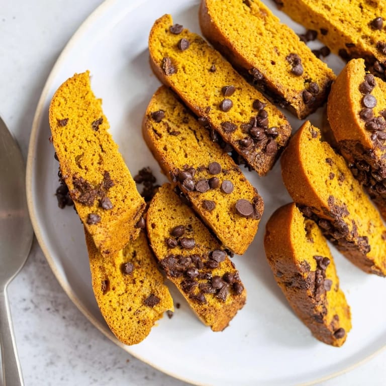 Twice-baked pumpkin biscotti dippers, showcasing warm spices and a delightful crunch.