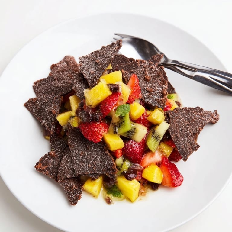 Sweet chocolate chips paired with refreshing salsa create a perfect party dessert.