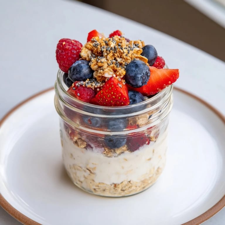 Vibrant colors of overnight oats in jars, with coconut and chocolate chips for a sweet, prepped meal.
