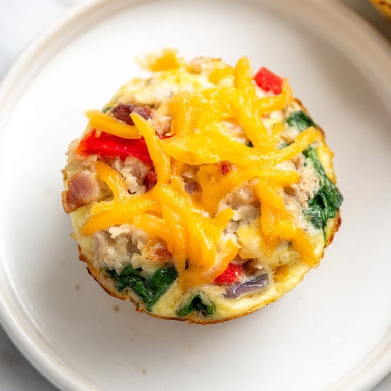 A close-up of delicious, fluffy One-Pot Breakfast Casserole Muffins served hot from the oven, ready to eat.