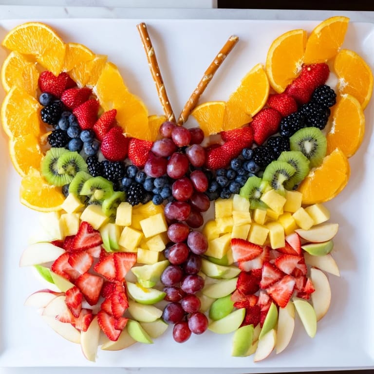 Delicious Monarch Magic Fruit Butterfly Tray, perfect for parties, with a beautiful arrangement of colorful fruit.