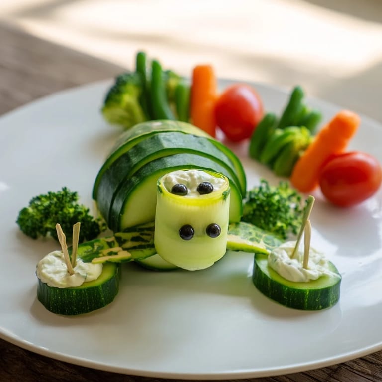 Brightly colored Slow & Savory Turtle Crudités served with creamy herb dip, a fun party-friendly snack.