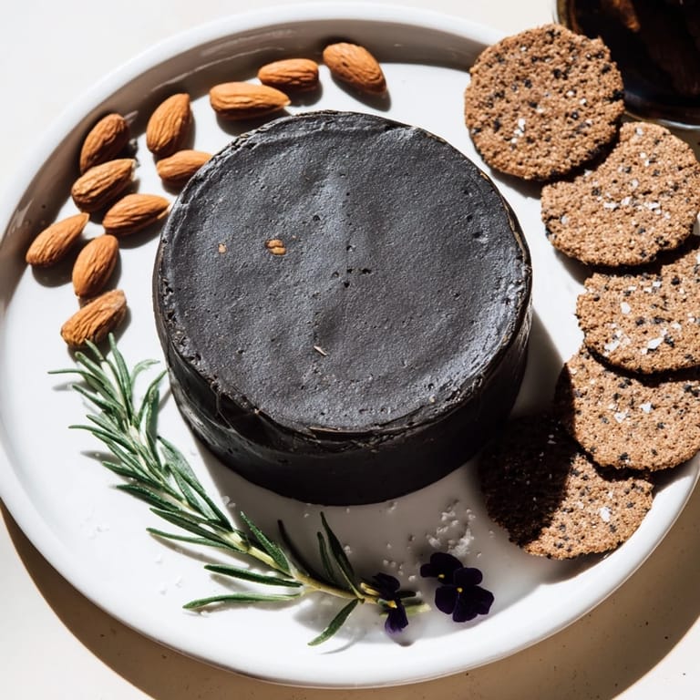 Prepare to enjoy The Obsidian Peak, with black cheddar and scattered charcoal-dusted almonds.