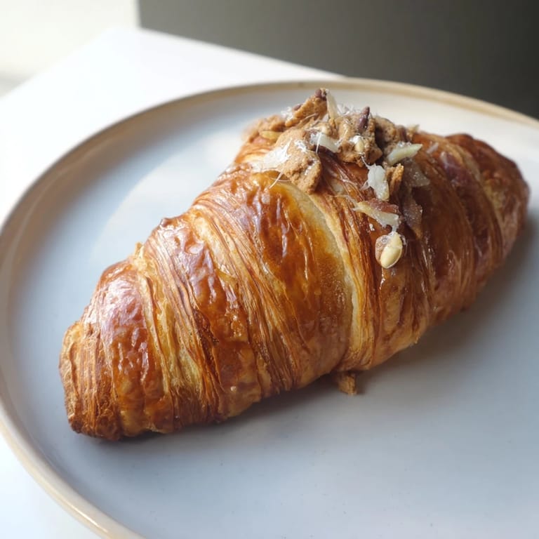 Warm chocolate cookie croissants with a gooey cookie dough center, ideal for a sweet breakfast.