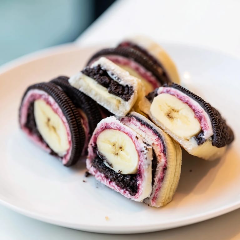 Sweet, playful Oreo Cookie Sushi Rolls with a banana center, a unique dessert experience.
