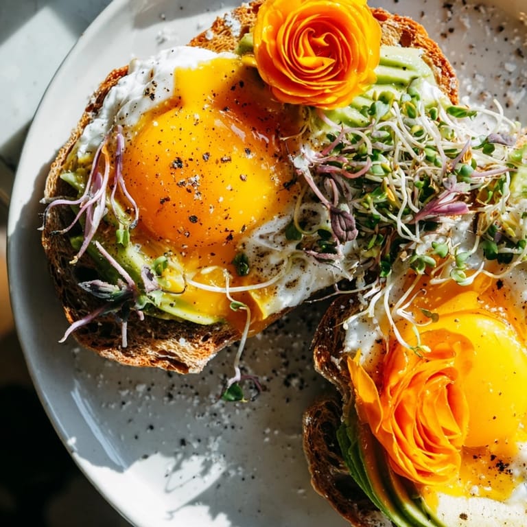 Delectable and visually appealing Cloud Toast 2.0 shows soft baked egg whites, perfect for breakfast.