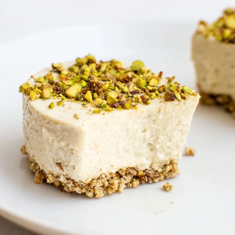 These mini Pistachio Cheesecake Bites are elegantly garnished, envisioning the perfect dessert for any occasion.