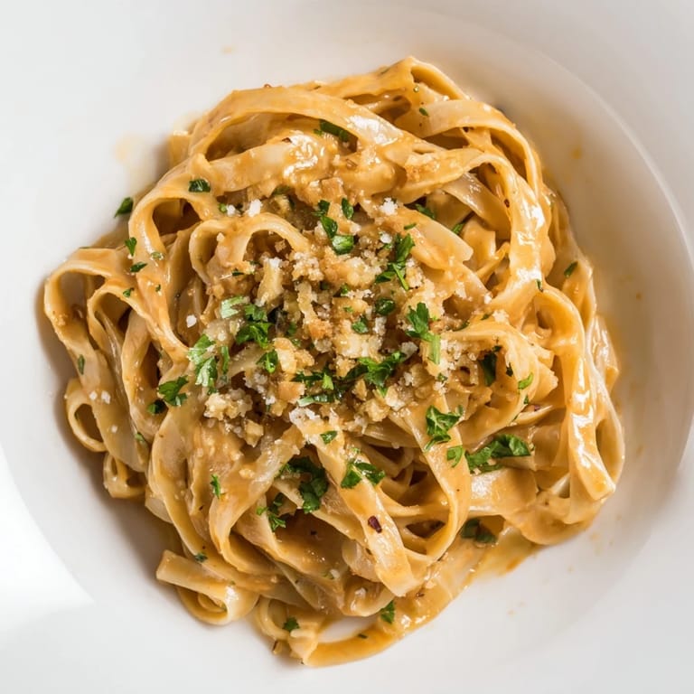 Freshly prepared Sriracha Honey Pasta: Fettuccine noodles are tossed in a vibrant, creamy sauce.