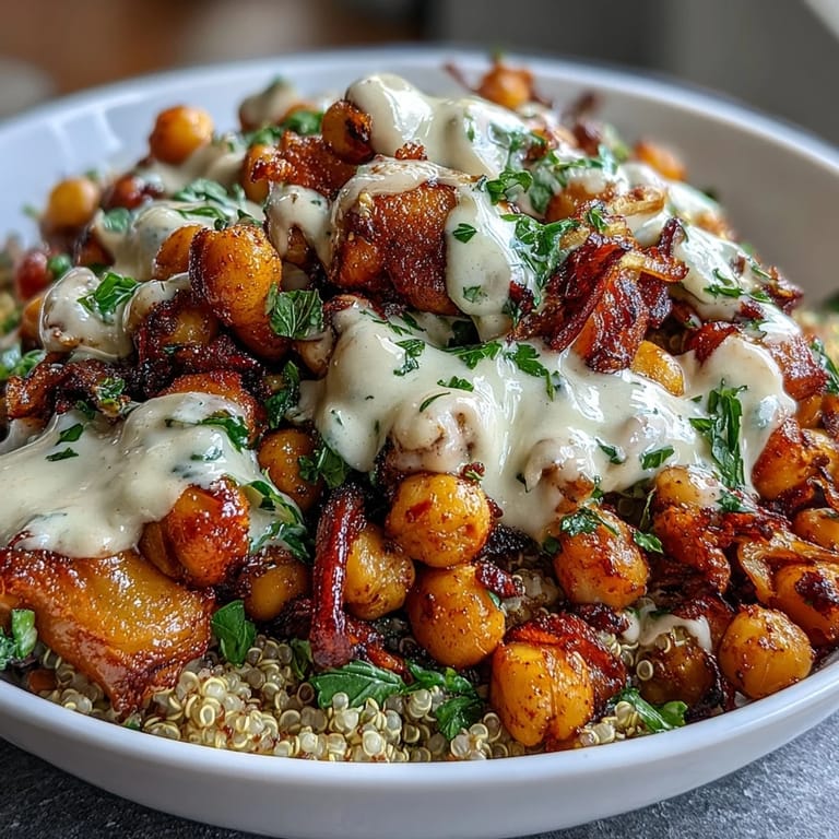 Savory One-Pan Roasted Carrot and Chickpea Bowl features tender roasted carrots, crunchy chickpeas, and fresh herbs over a bed of fluffy quinoa.