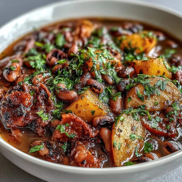 Savory Black-Eyed Pea Stew with Chefs Touch served in a cozy bowl, ready to enjoy with crusty bread.