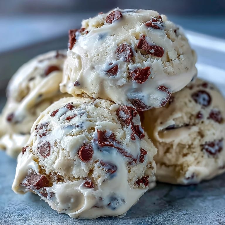 Served chilled, this egg-free Greek Yogurt Cookie Dough makes a rich, scoopable dessert straight from the fridge.