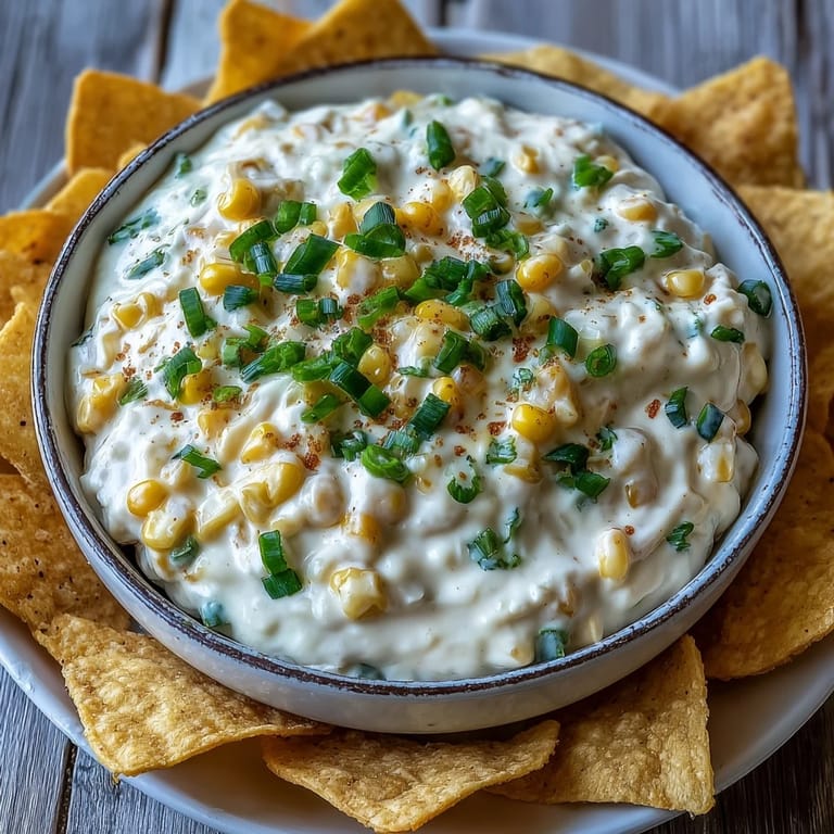 A warm serving of Crack Corn Dip, bubbling and golden brown, with sharp cheddar and creamy corn in a ceramic dish for dipping.  