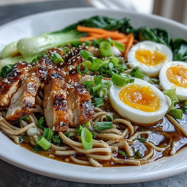 Steaming Healthy Miso Chicken Noodle Bowls with soba noodles, bok choy, and tender chicken, ready for a cozy dinner.