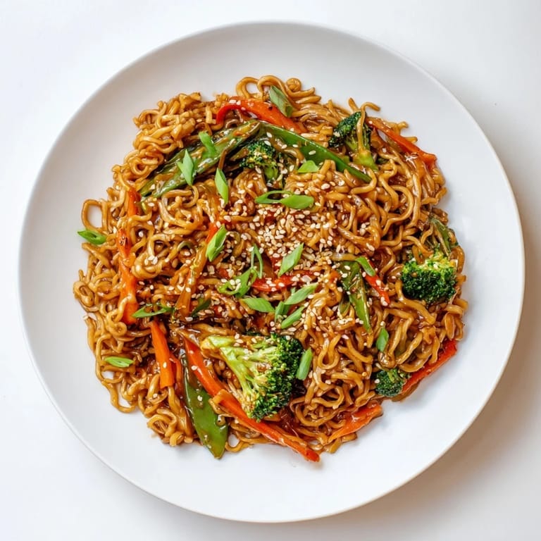 Enjoy a quick taste of this easy Ramen Noodle Stir-Fry Remix; a delicious, vegetarian-friendly Asian meal.