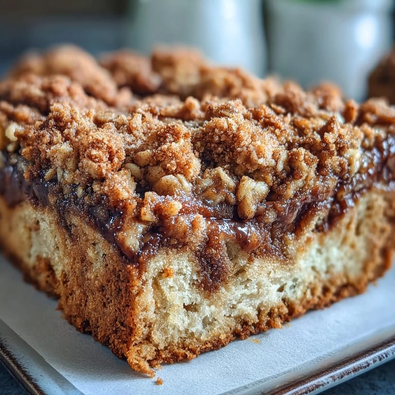 Healthy High-Protein Cinnamon Swirl Coffee Cake Oats served with fresh berries and a dollop of yogurt for a high-protein breakfast.