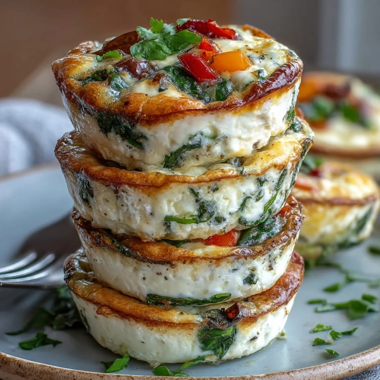 Perfectly portioned Easy Cottage Cheese Egg Bites for meal prep, served warm on a rustic wooden board.