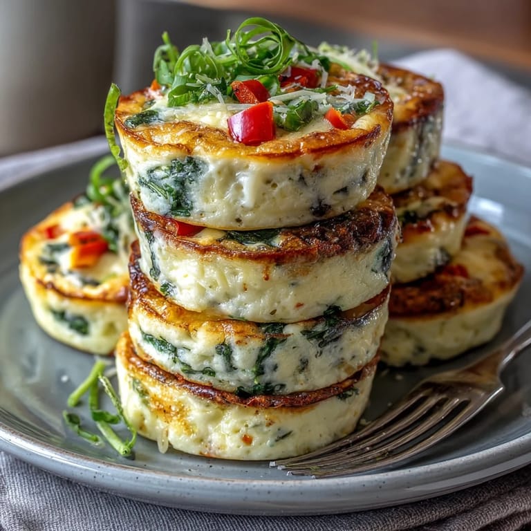 Golden brown, fluffy Easy Cottage Cheese Egg Bites garnished with fresh chives, ready for a protein-rich breakfast.