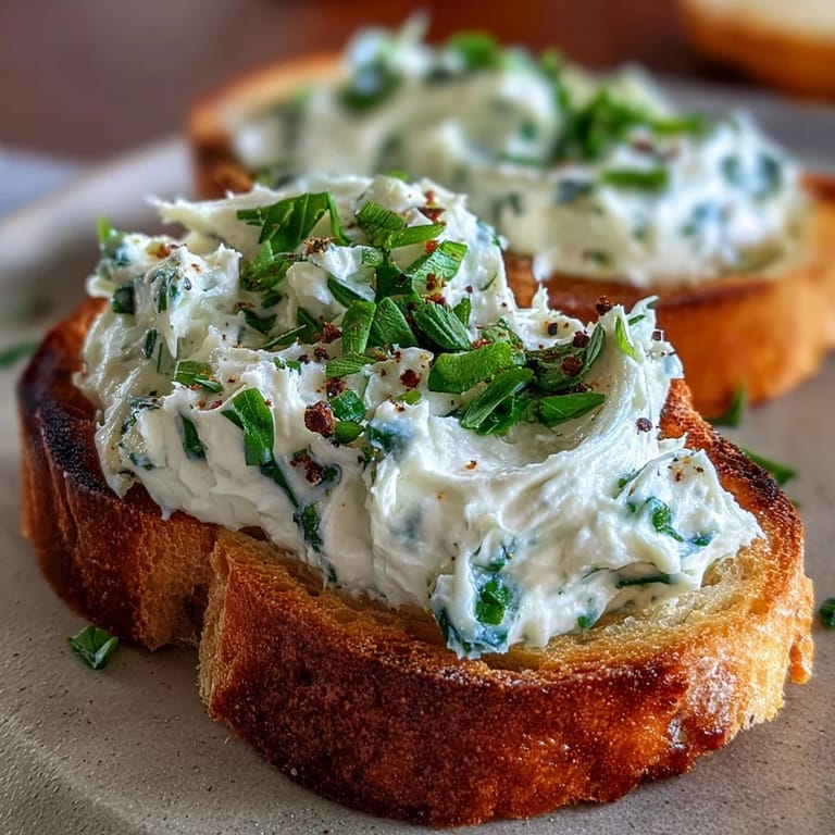 Golden roasted garlic cloves being mashed for the Garlic & Herb Crostini Spread alongside fresh herbs.