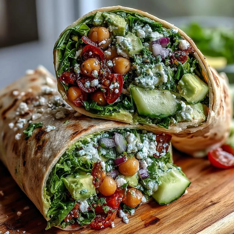 Spring Clean Avocado Chickpea Salad Wraps arranged on a white platter, garnished with diced veggies and lemon wedges.