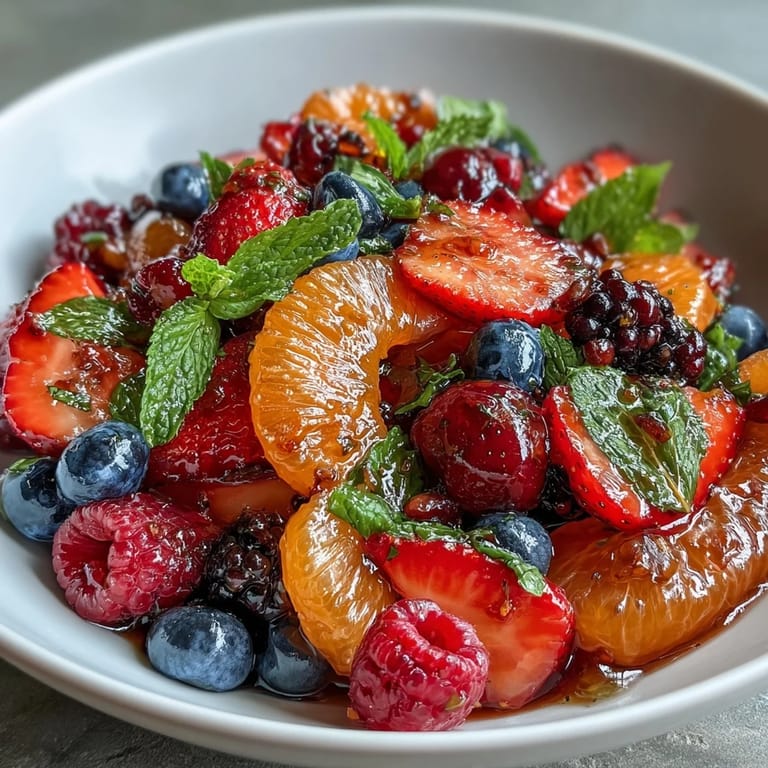 Bright and refreshing Citrus and Berry Spring Fruit Salad with Mint, featuring juicy oranges, grapefruit, and seasonal berries tossed in a zesty citrus-honey dressing.  
