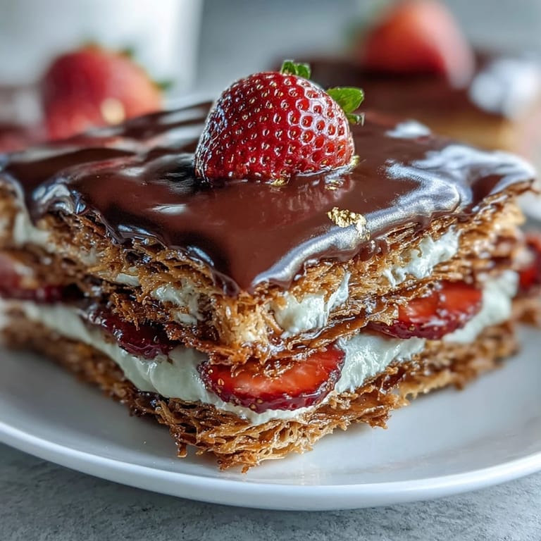 Elegant Dubai Chocolate Strawberry Cups with Kataifi and Pistachio Cream, showcasing delicate kataifi nests filled with smooth dark chocolate ganache and creamy pistachio mascarpone, crowned with vibrant strawberry halves.