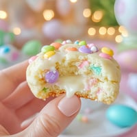 A hand holding a cookie with a bite taken out of it.