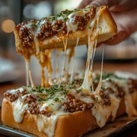 A slice of pizza with cheese and meat on it.