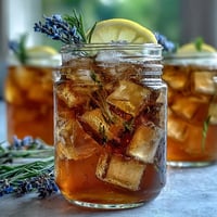 A vibrant pitcher of lavender honey lemonade, golden and fragrant with fresh lemon slices and lavender sprigs.