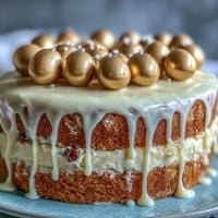 Elegant graduation cake with white chocolate drip and golden balloon toppers, perfect for celebrating academic milestones.